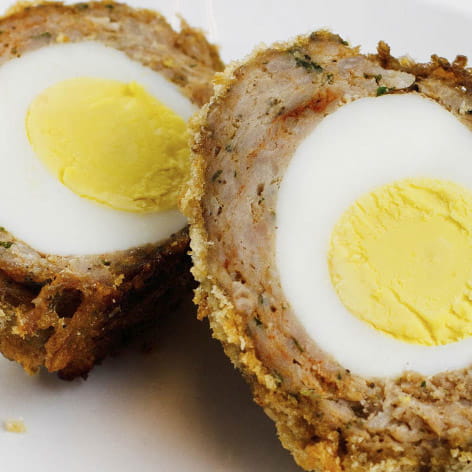 Cajun Scotch Eggs with a Nacho Crumb