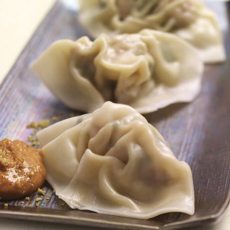 Chilled Chinese Dumplings with Creamy Dukkah Sauce