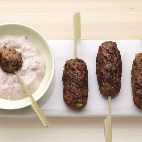 Lamb and Plantain Koftas with Tomato-Yogurt Sauce