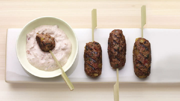 Lamb and Plantain Koftas with Tomato-Yogurt Sauce