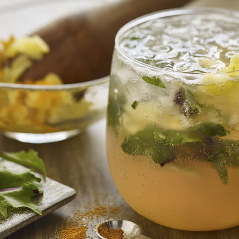 Pineapple Turmeric Mocktail with Dandelion Greens