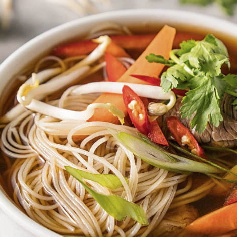 Vietnamese Noodle Soup with Sriracha Steak