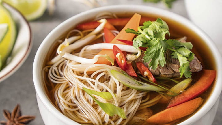 Vietnamese Noodle Soup with Sriracha Steak